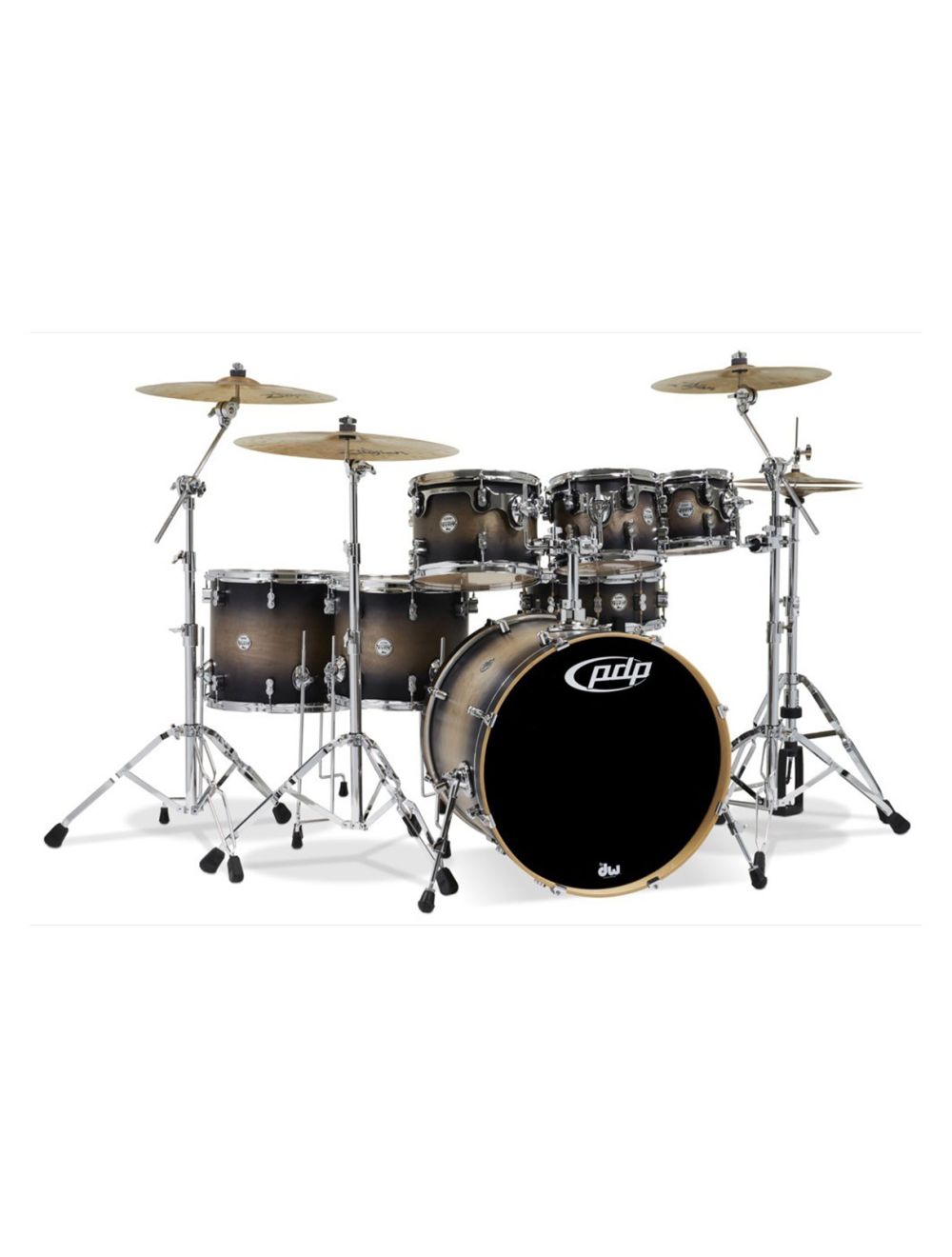 PDP Concept Series 7-Piece Maple Shell Pack - Satin Charcoal Burst Lacquer