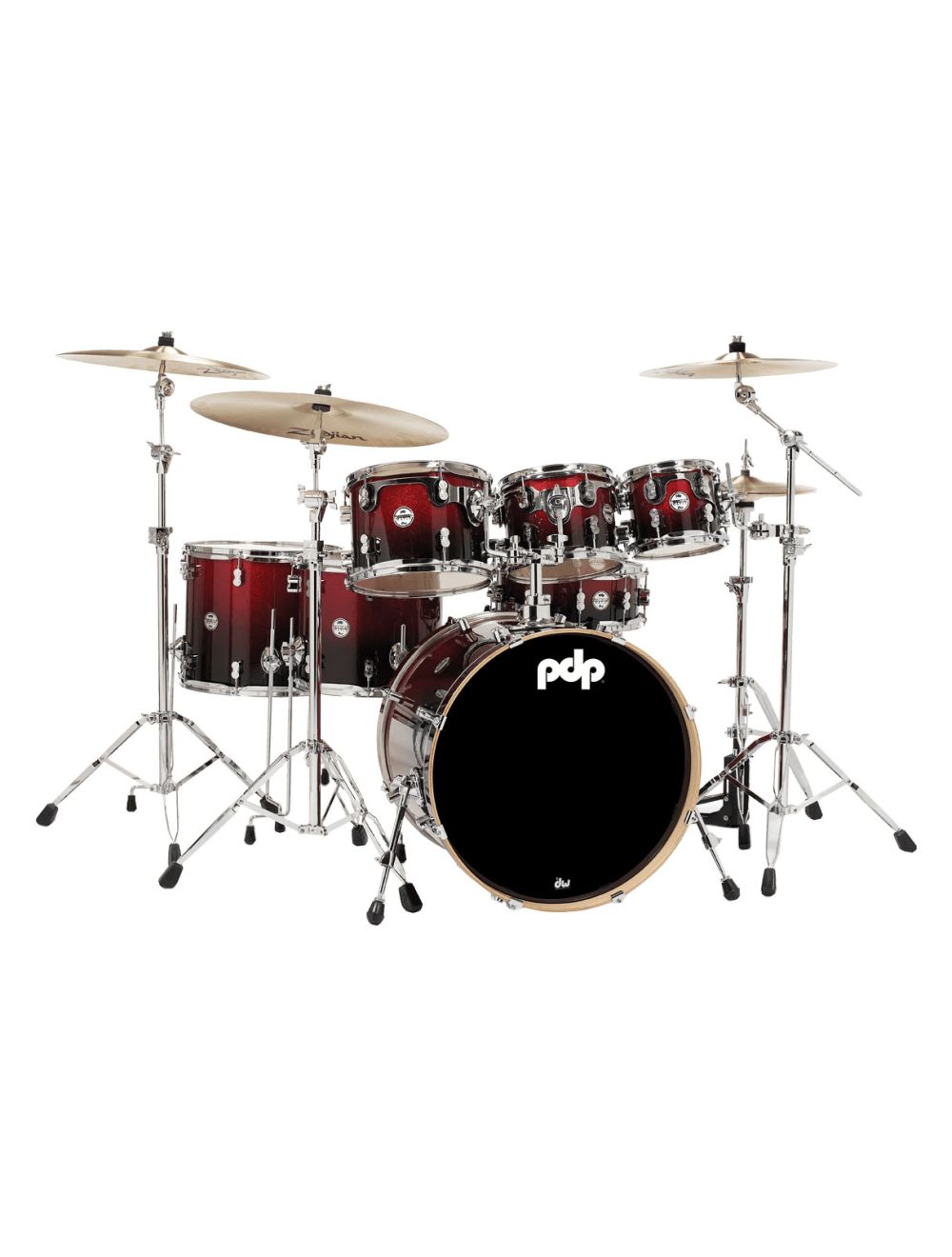 PDP Concept Series 7-Piece Maple Shell Pack - Red to Black Fade Lacquer