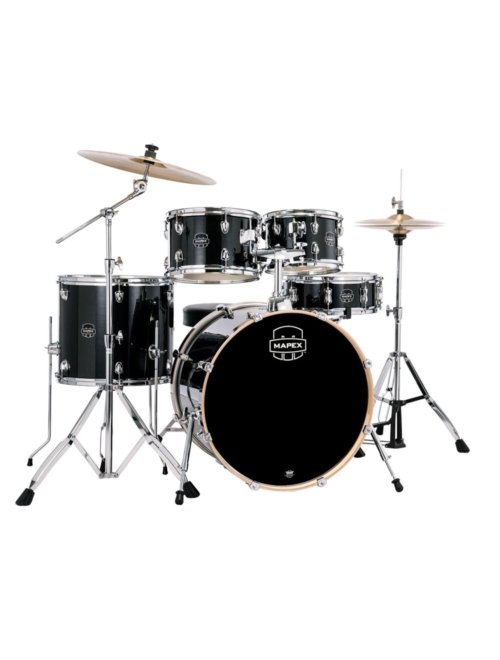 Mapex Venus 5 Piece Rock Complete Drum Set - Black Galaxy Sparkle