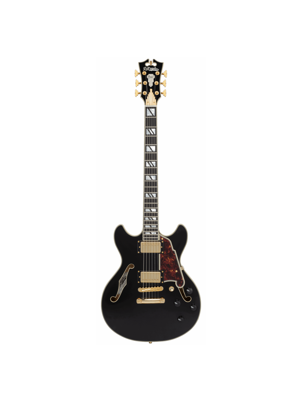 D'Angelico Excel Mini DC Double Cutaway Semi-Hollow Guitar -  Solid Black