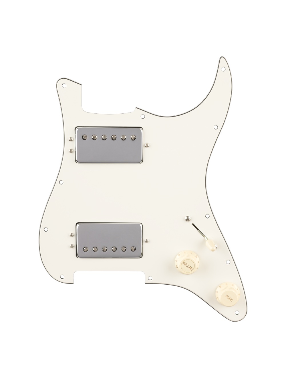 Used Fender Pre-Wired Strat Pickguard, Quadra Tap HH - Parchment