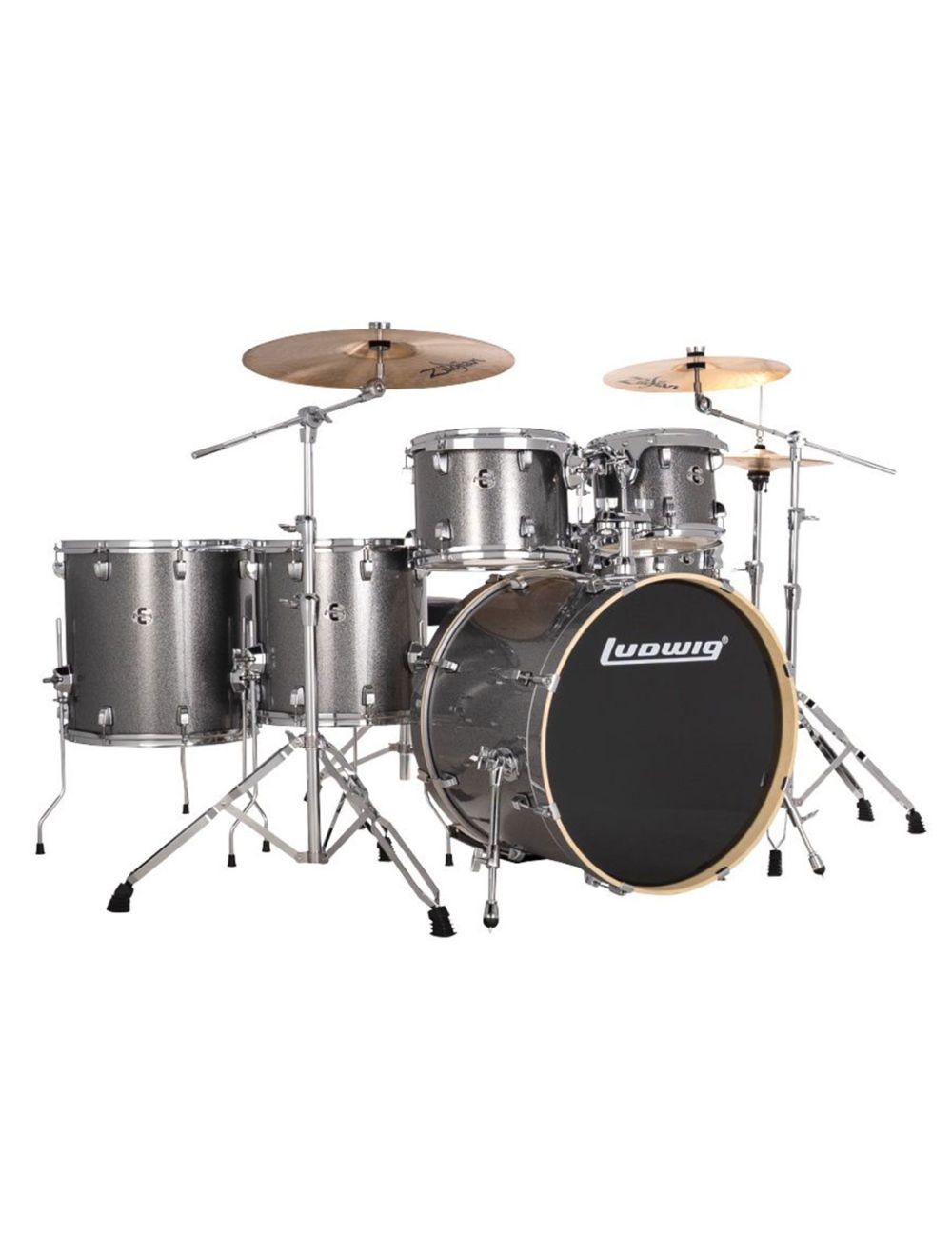 Ludwig Evolution 6-pc Shell Pack w/ 22" Kick - Platinum Sparkle