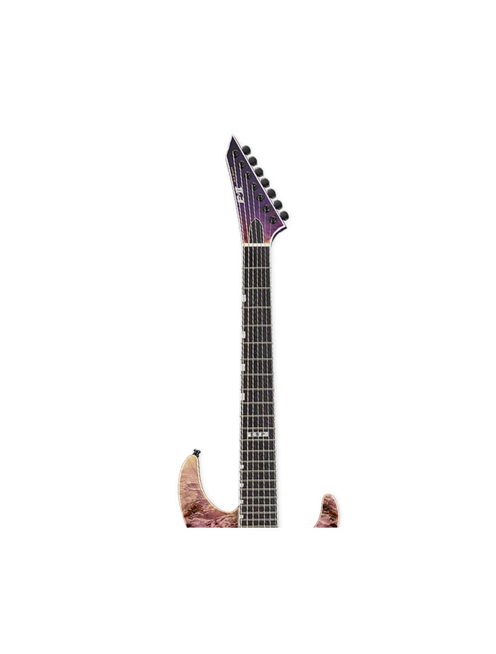ESP E-II MII 7-String Neck Thru Burl Maple w/Hipshot in Purple Natural Fade