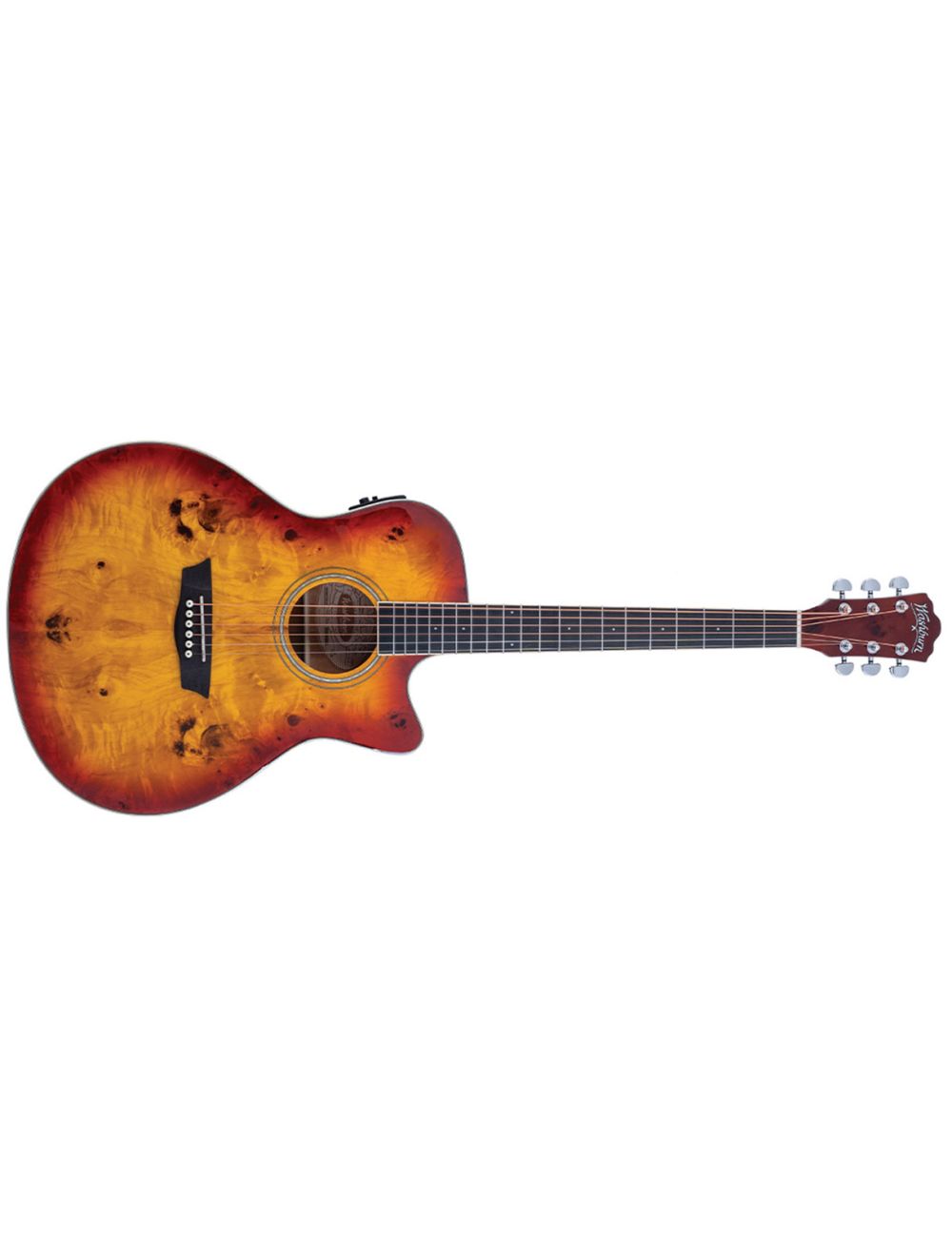 Washburn Deep Forest Burl ACE Cutaway A/E Guitar - Amber Fade Gloss - Open Box