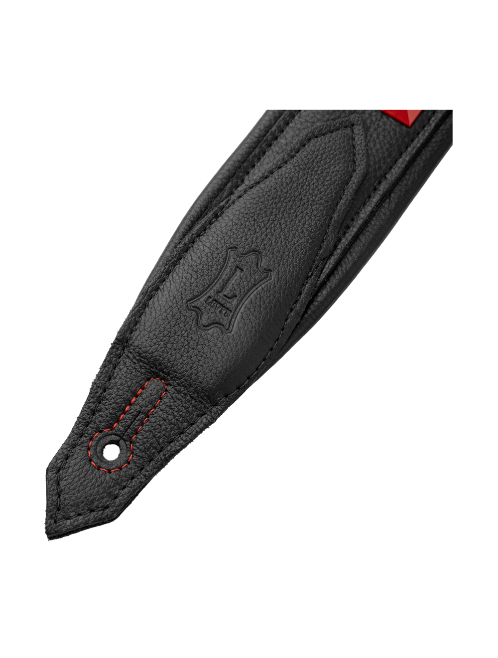 Levy's Rebel Leathers Series Leather Guitar Strap - Black w/Red Studs