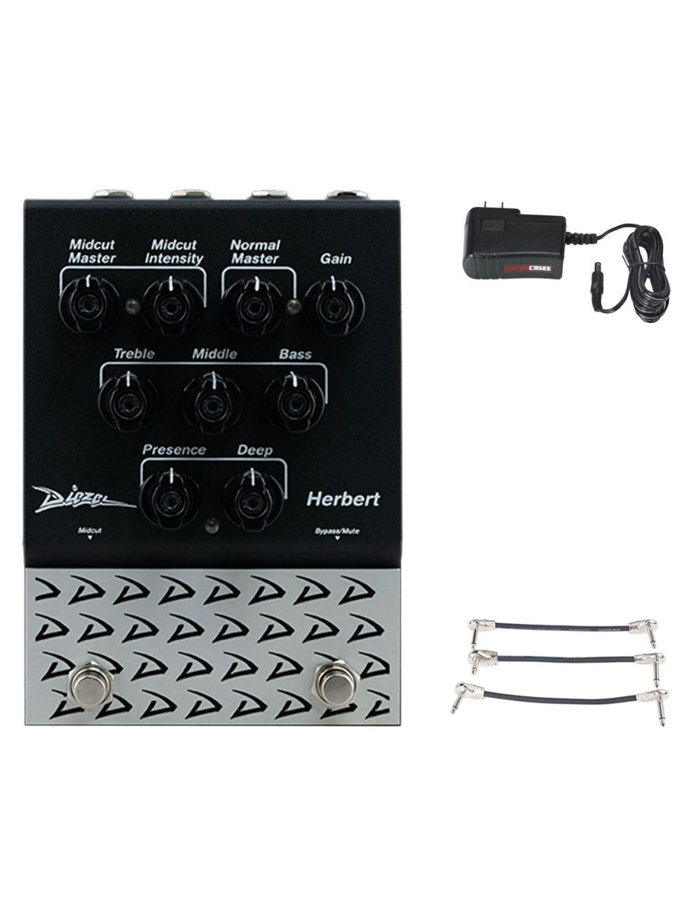 Diezel Herbert 2-Channel Preamp/OD + Gator 9V Power Combo & 3 Patch Cables