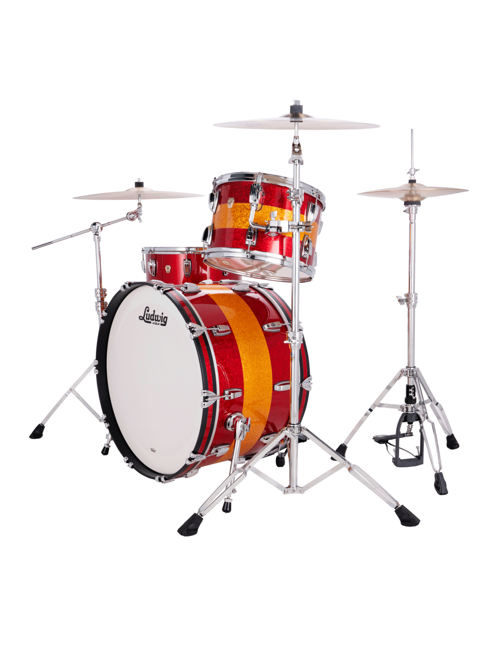 Ludwig Classic Maple Fab 3-Pc Shell Pack - Triband Red/Gold Sparkle - Open Box