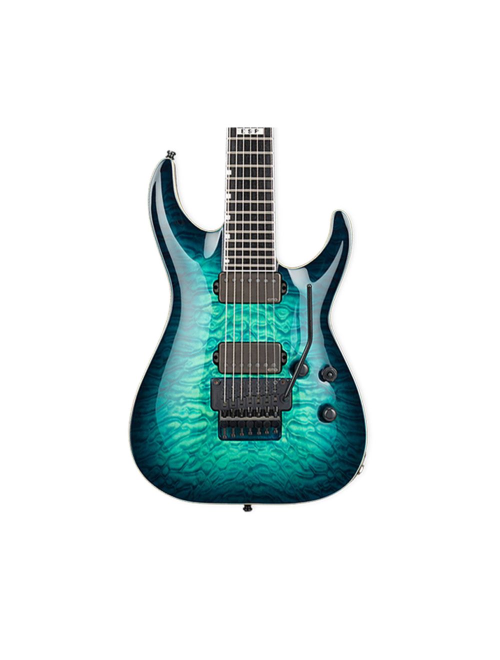 ESP E-II Horizon FR-7 Black Turquoise Burst