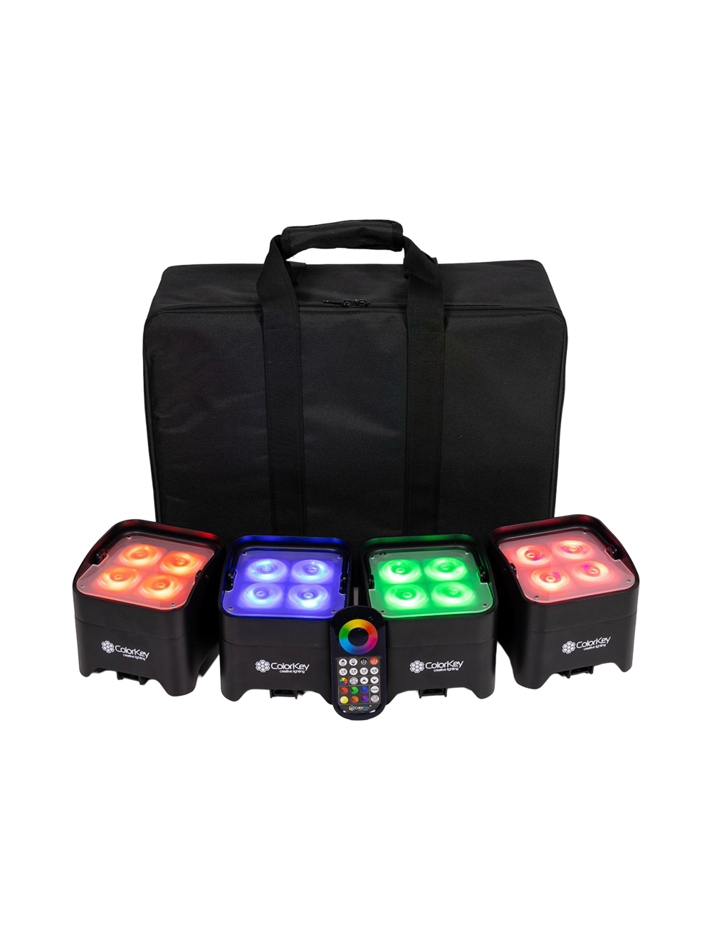 ColorKey MobilePar Mini HEX 4 MKII LED Par Light Bundle - 4-Pack w/Case