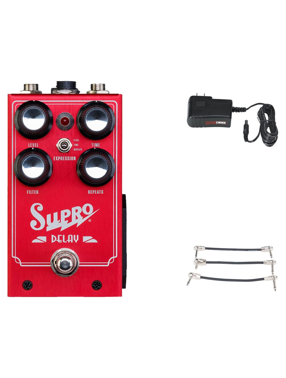 Supro 1313 Delay + Gator 9V Power Combo & 3 Patch Cables