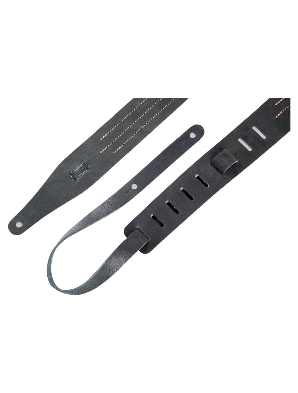 Levy's Leathers MV217TS-BLKBRN 2" Wide Black Veg-Tan Leather Guitar Strap