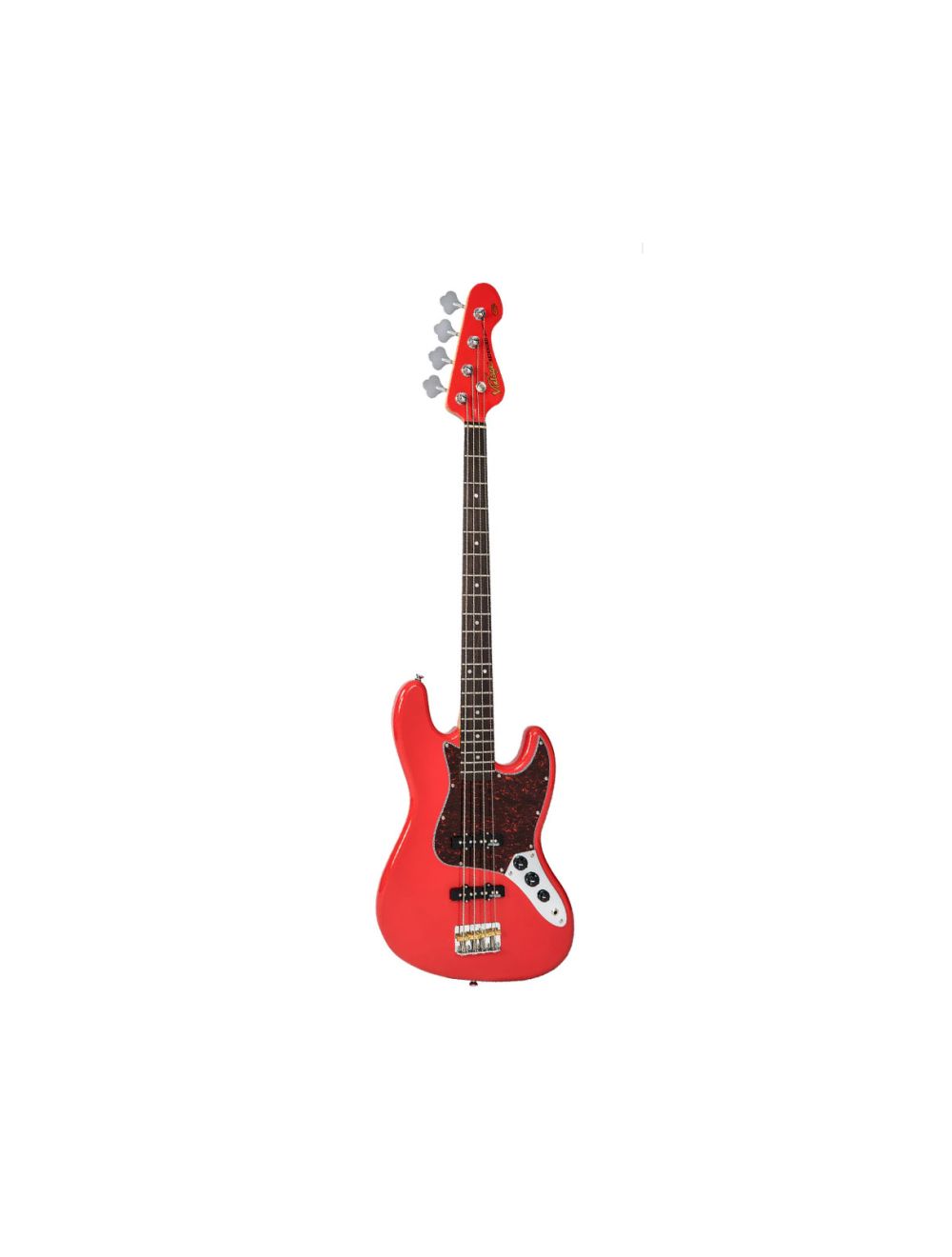 Vintage Icon Series VJ74 Bass w/Matching Headstock - Firenza Red