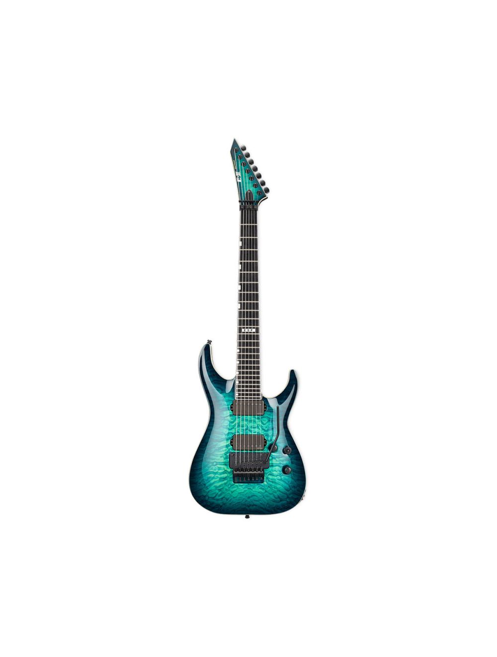 ESP E-II Horizon FR-7 Black Turquoise Burst