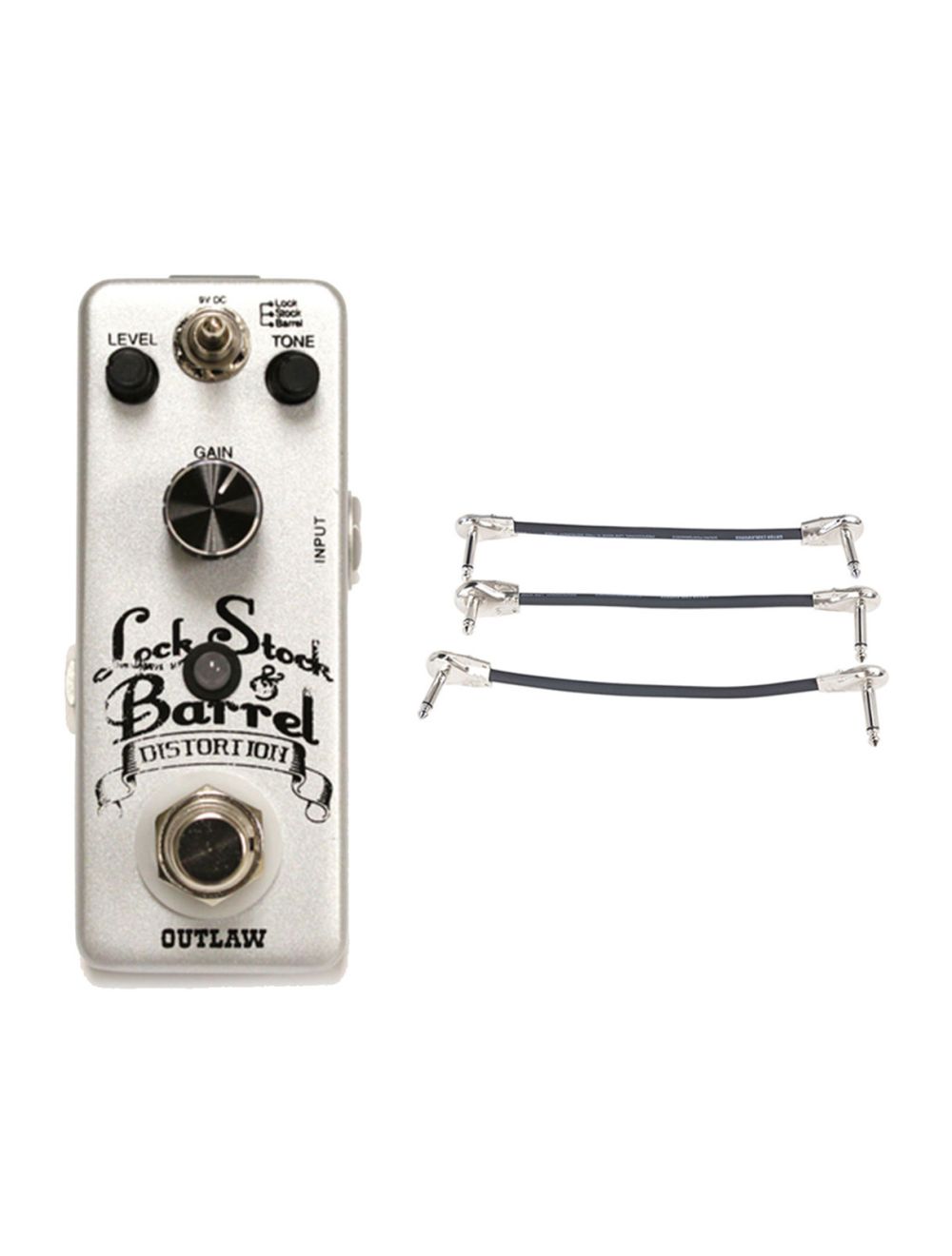 Outlaw Effects Lock Stock Barrel 3-Mode Distortion + Gator Patch Cable 3 Pack