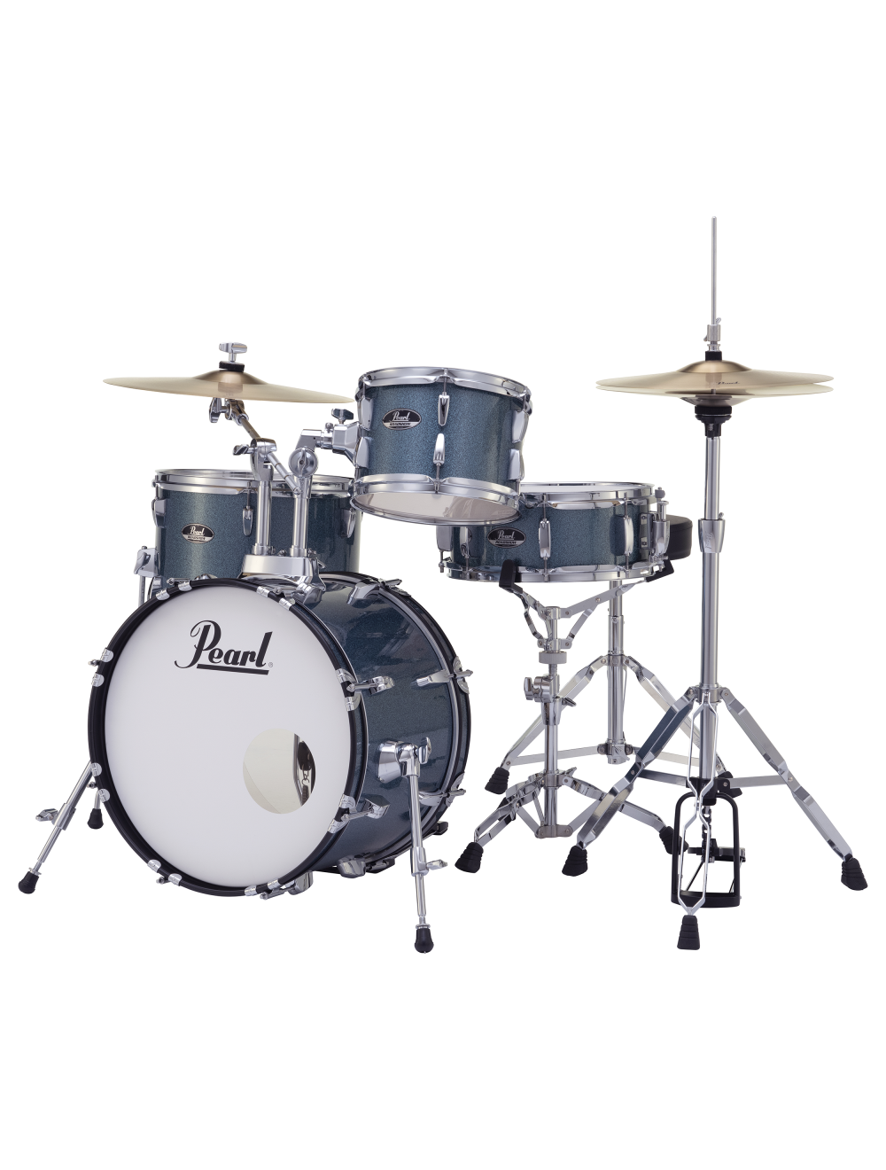 Pearl Roadshow 4-Pc Complete Drum Set w/18" Kick & Cymbals - Aqua Blue Glitter