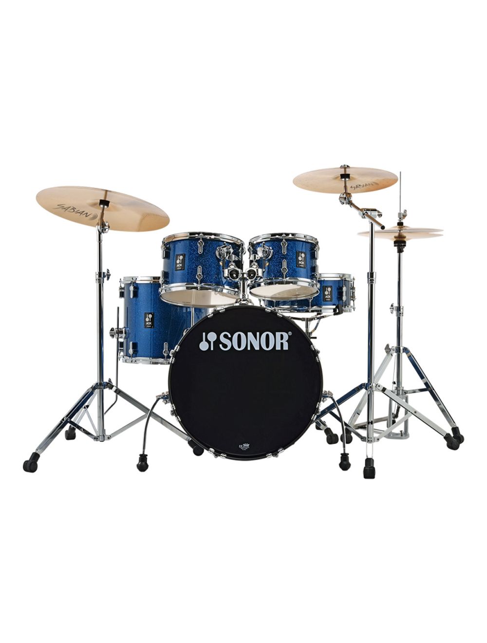 Sonor AQX Studio Drum Set w/ Hardware & Cymbals - Blue Ocean Sparkle - Open Box