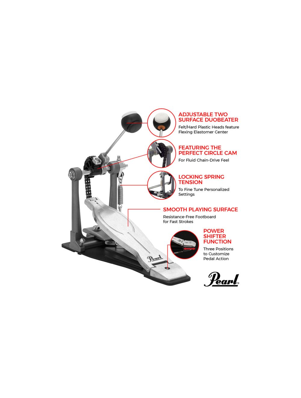 Pearl Eliminator Solo Single Bass Drum Pedal - Black Cam