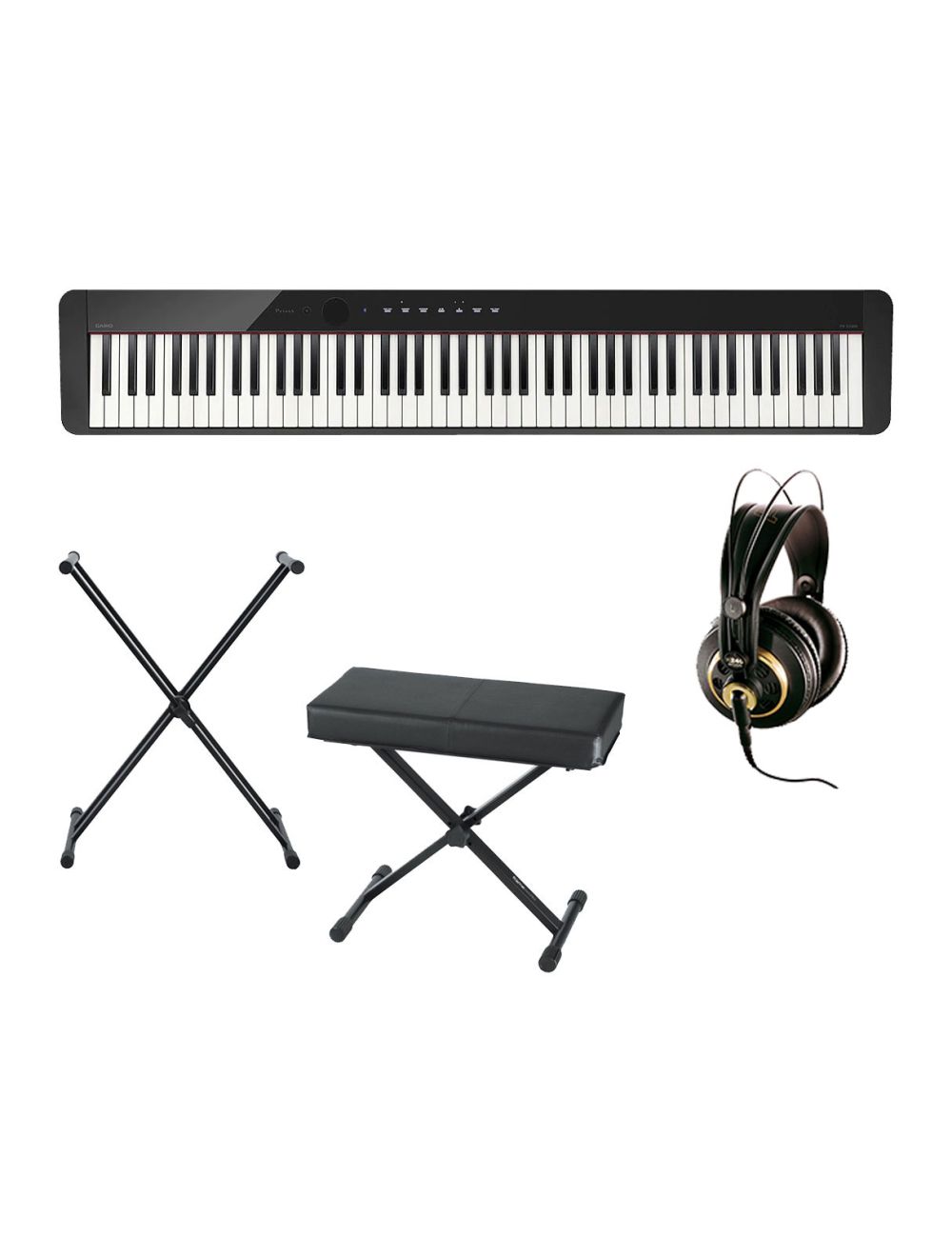 Casio Privia PX-S1000BK Digital Piano (Black) + Stand + Bench + Headphones