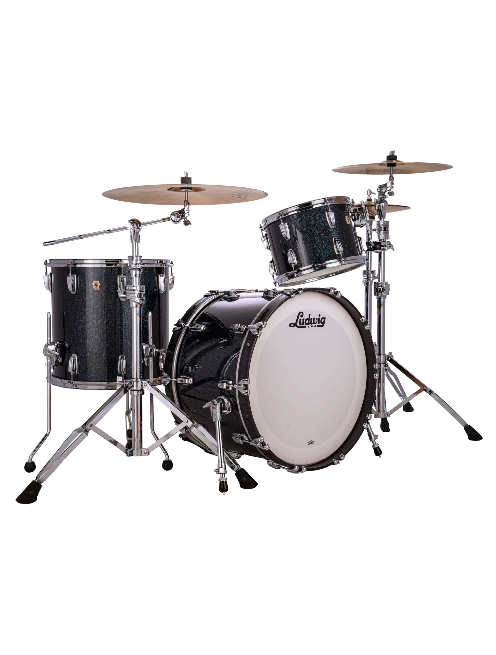 Ludwig Classic Maple Fab 3-pc Shell Pack w/22" Kick - Hybrid Black Sparkle - Used