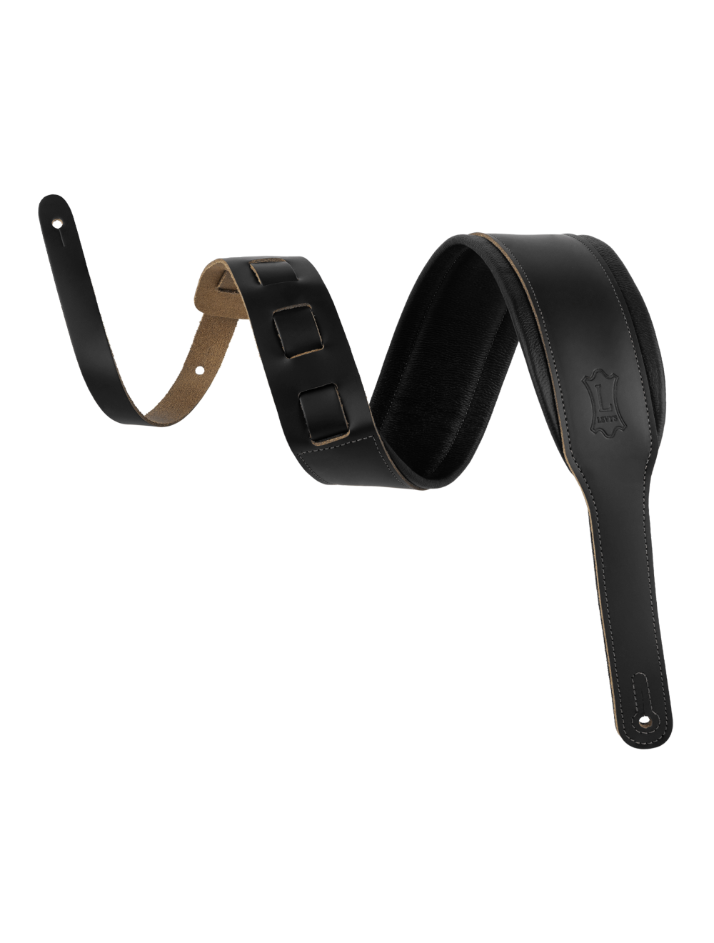 Levy's Amped Leather Series Acoustic Leather Guitar Strap - Black