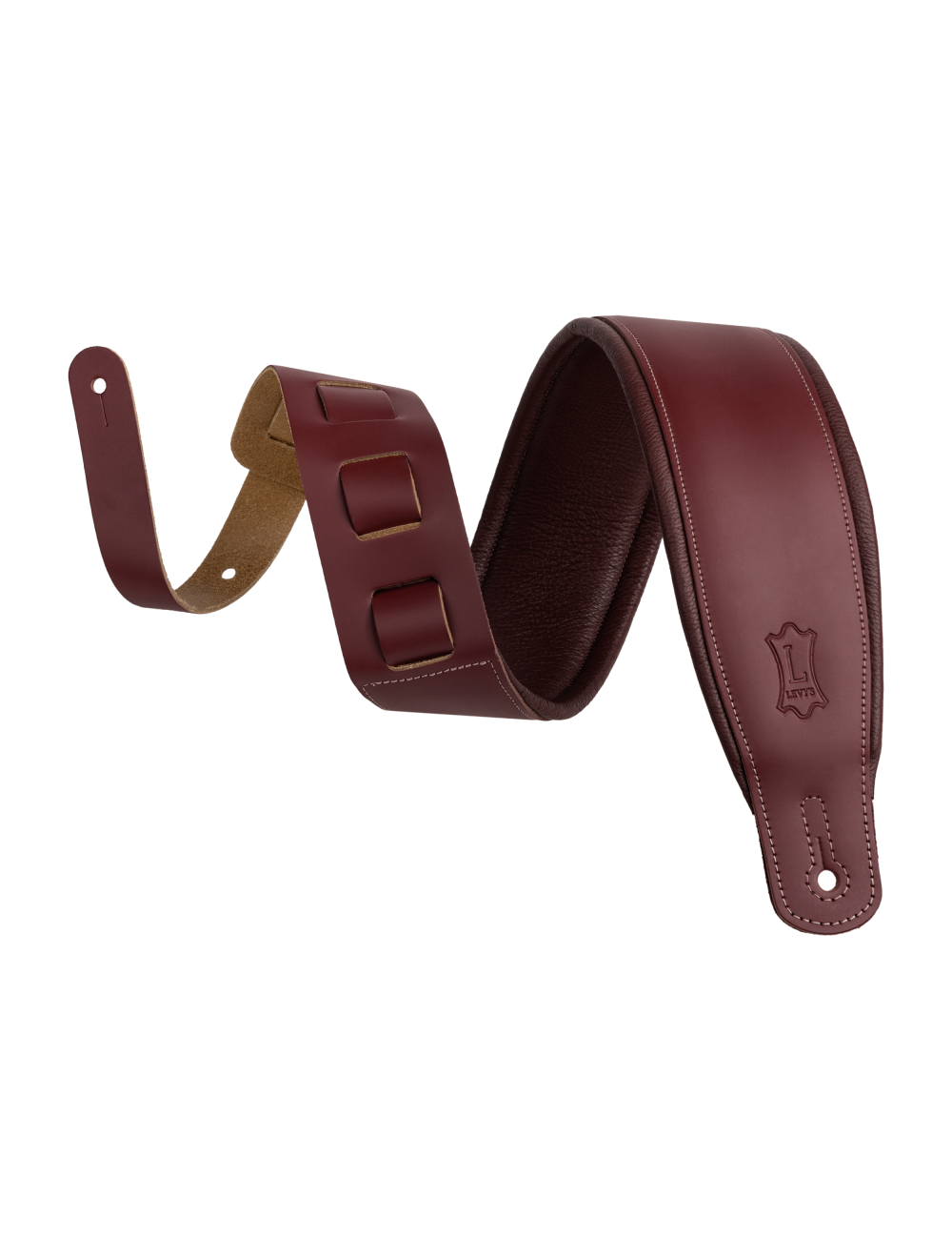 Levy's Amped Leather Series Acoustic Leather Guitar Strap - Dark Brown