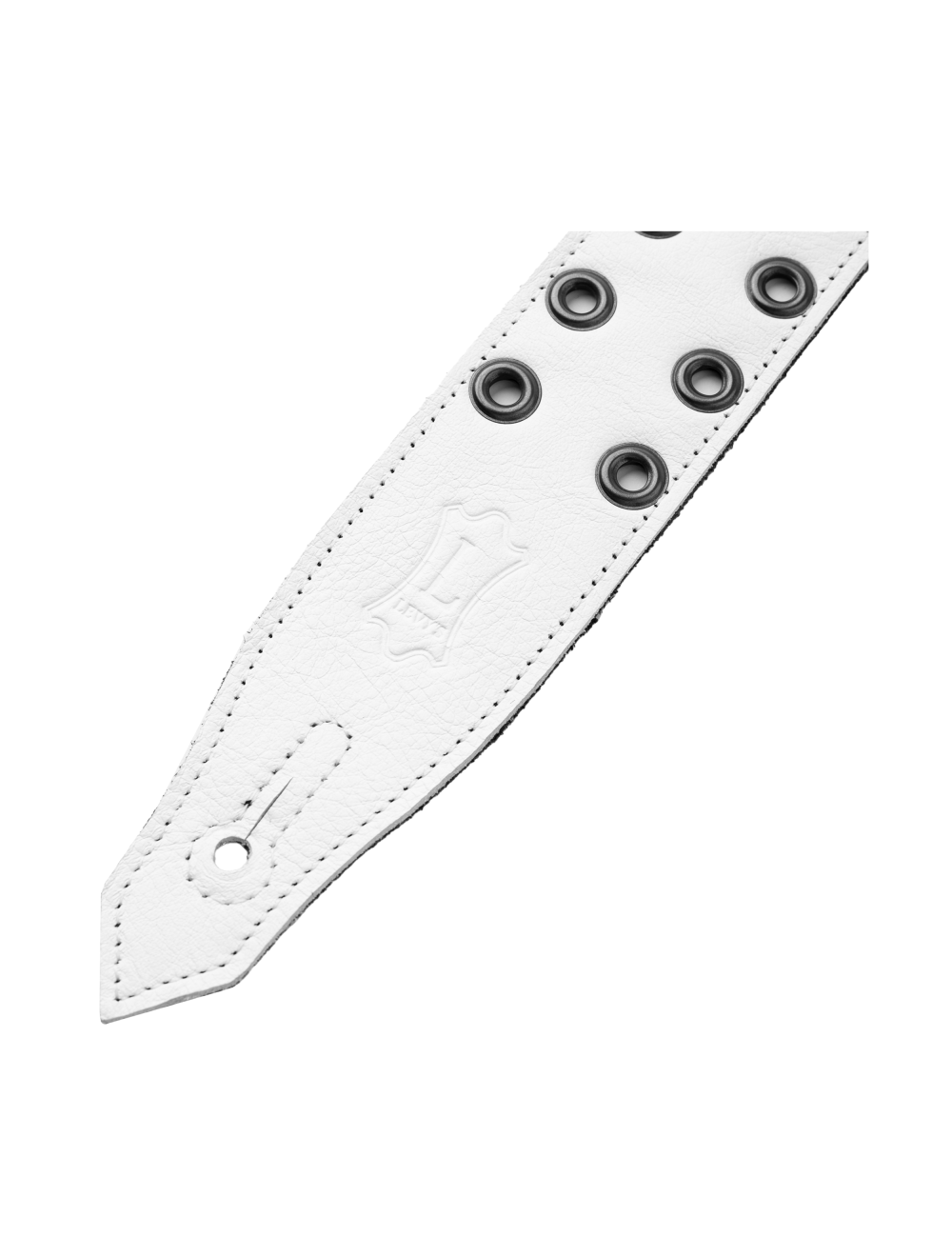 Levy's Rebel Leathers Series Leather Guitar Strap - White w/Black Eyelets