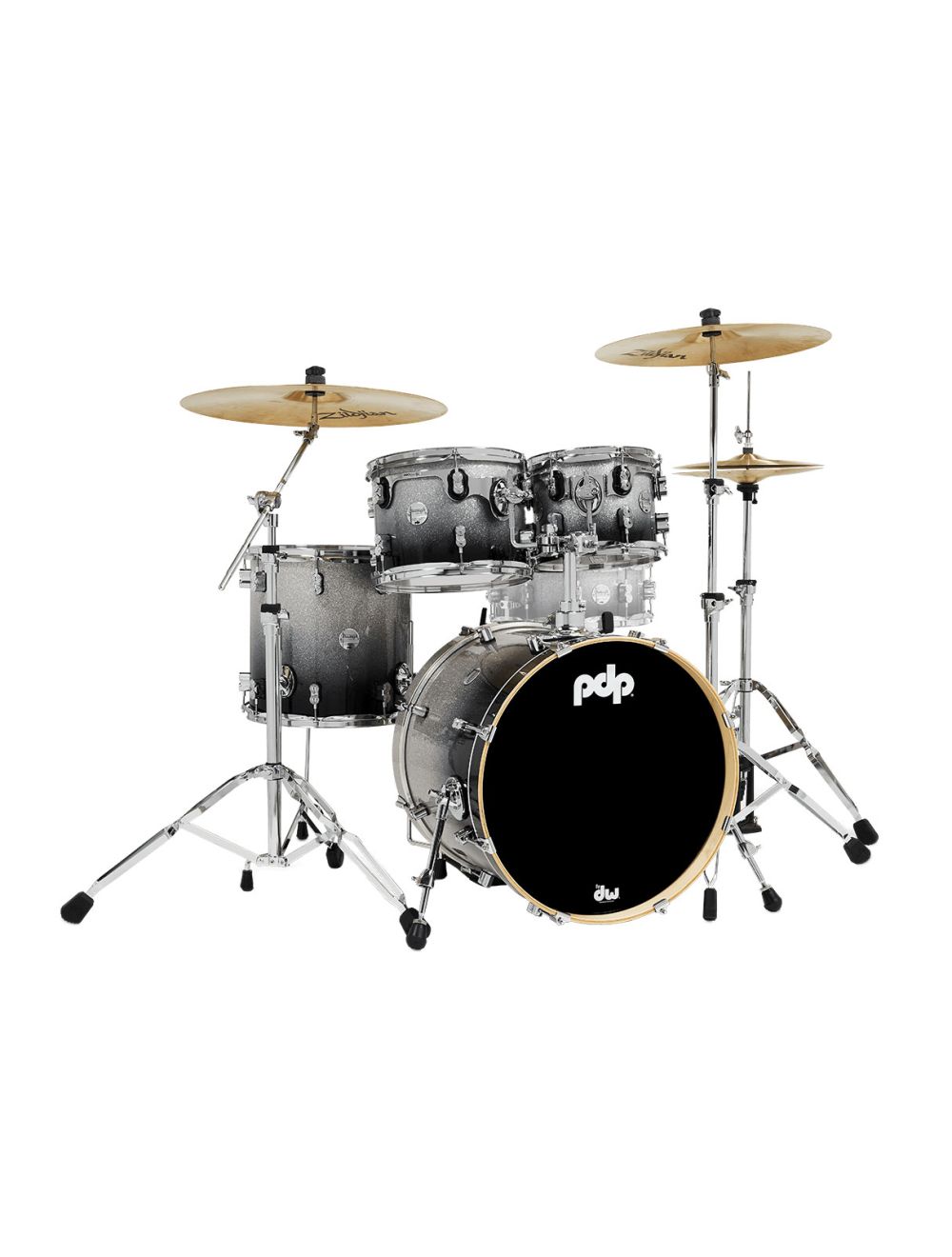PDP Concept Maple 4-Piece Fusion Shell Pack - Silver to Black Fade