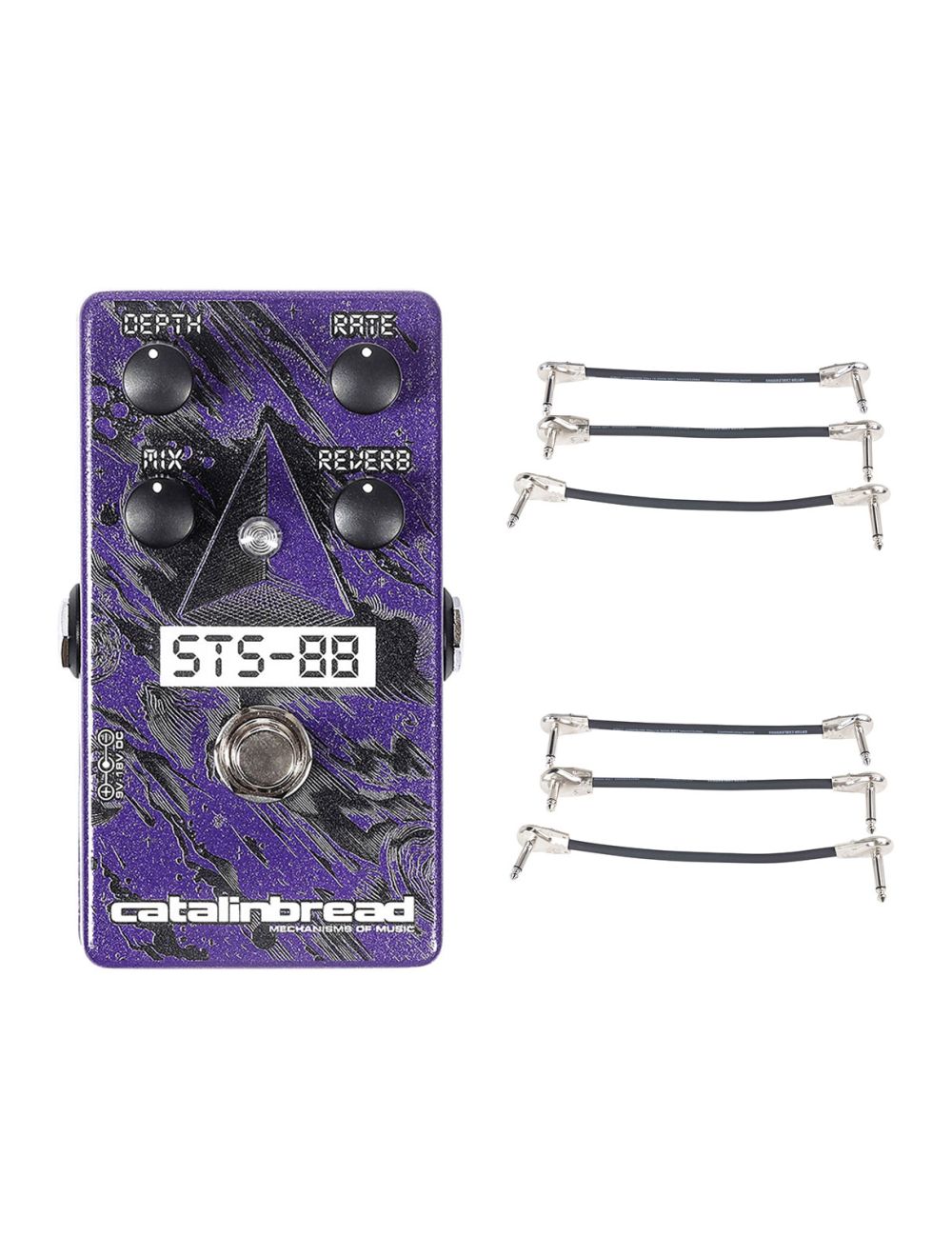 Catalinbread STS-88 Flanger/Reverb Purple Gaze + 2x Gator Patch Cable 3 Pack
