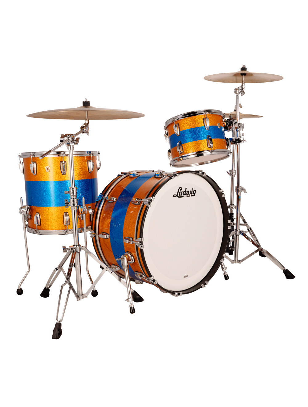 Ludwig Classic Maple Fab 3-Pc Shell Pack w/24" Kick - Triband Gold/Blue Sparkle