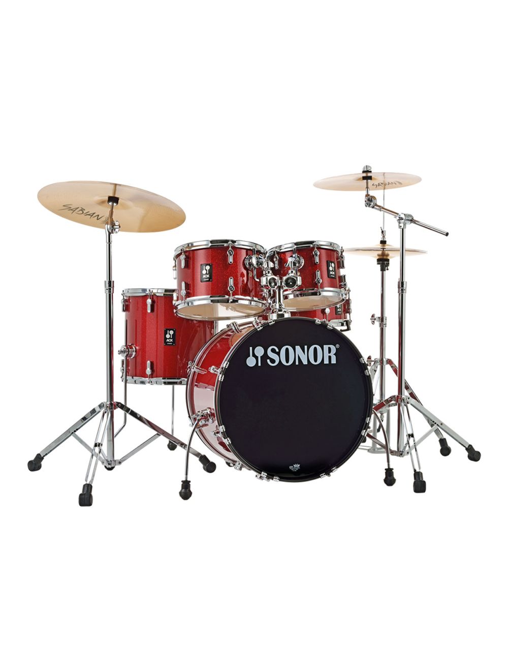 Sonor AQX Studio Drum Set w/ Hardware & Cymbals - Red Moon Sparkle