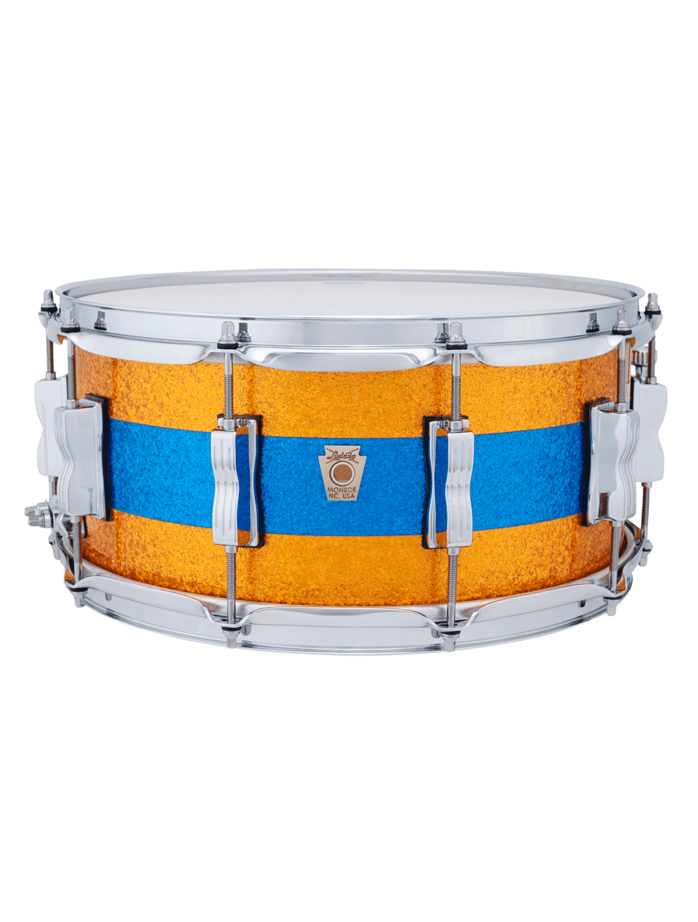 Ludwig Classic Maple 6.5x14 Snare Drum - Triband Gold/Blue Sparkle