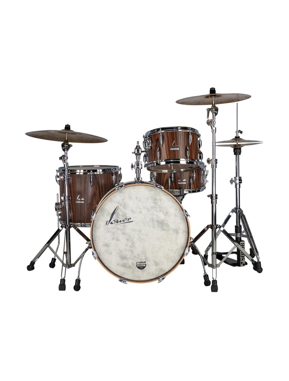 Sonor Vintage Series 3-pc Shell Pack w/22" Kick & Kick Mount - Rosewood Semi-Gloss
