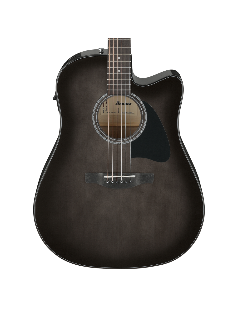 Used Ibanez AAD77CE A/E Guitar - Transparent Black Sunburst High Gloss