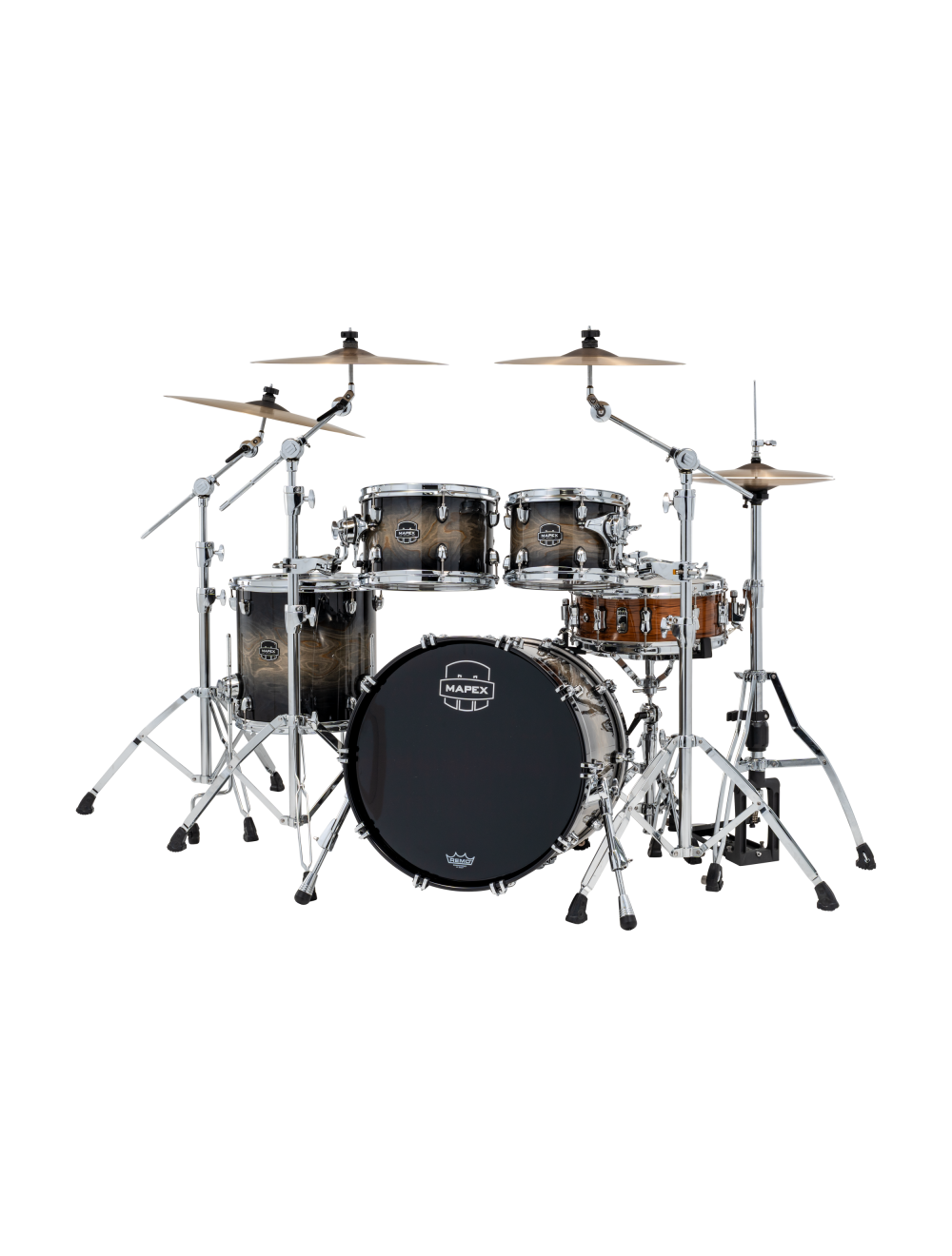 Mapex Saturn VI Fusion 4-Piece Shell Pack w/20" Kick - Black Ink Burst