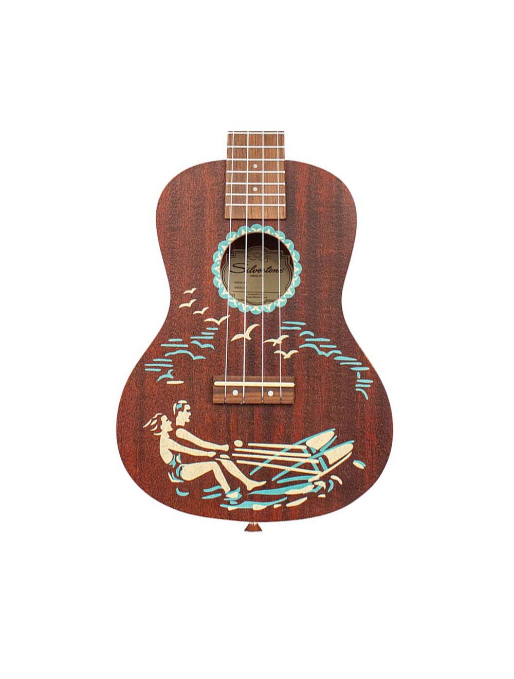 Silvertone Concert Ukulele - Walnut w/Stencil Graphic