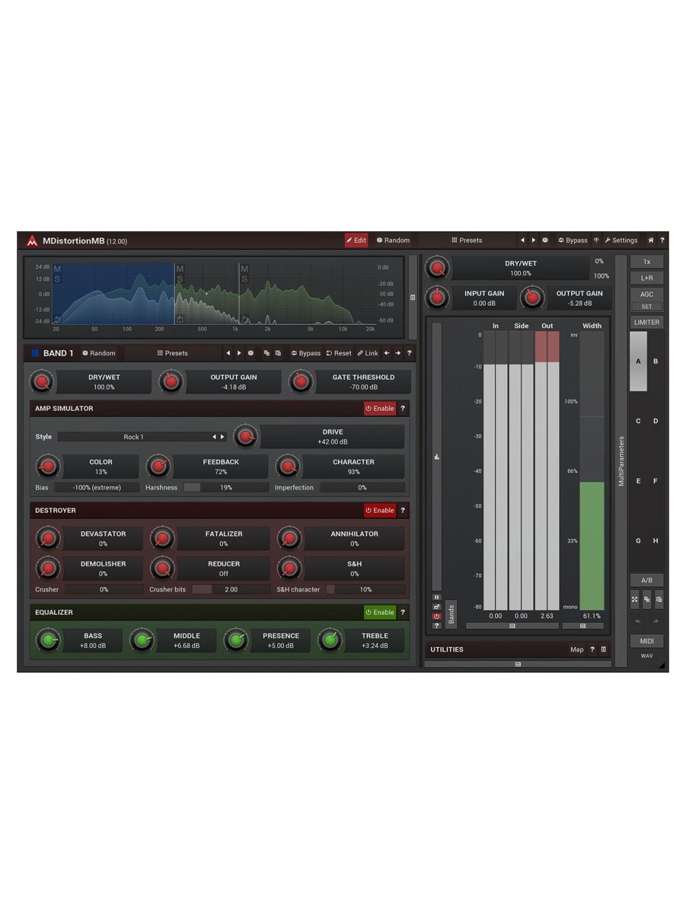 Melda MRingModulatorMB 6 Bands, 2 Oscillators, Custom Shape