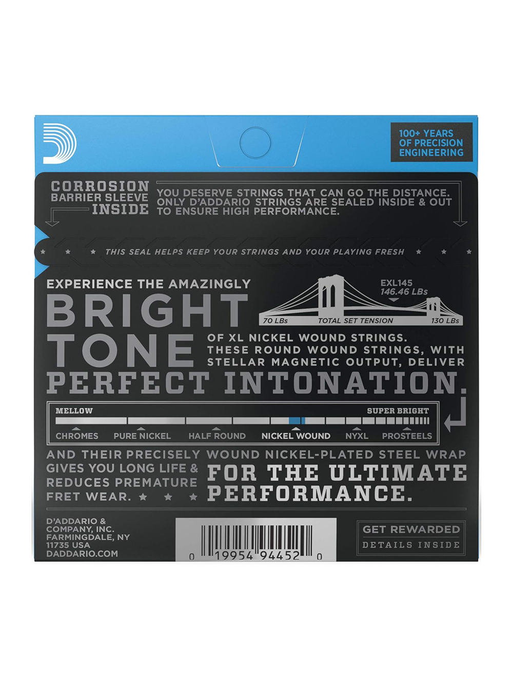 D'Addario EXL145 Nickel Wound Heavy Gauge Guitar Strings - 12-54