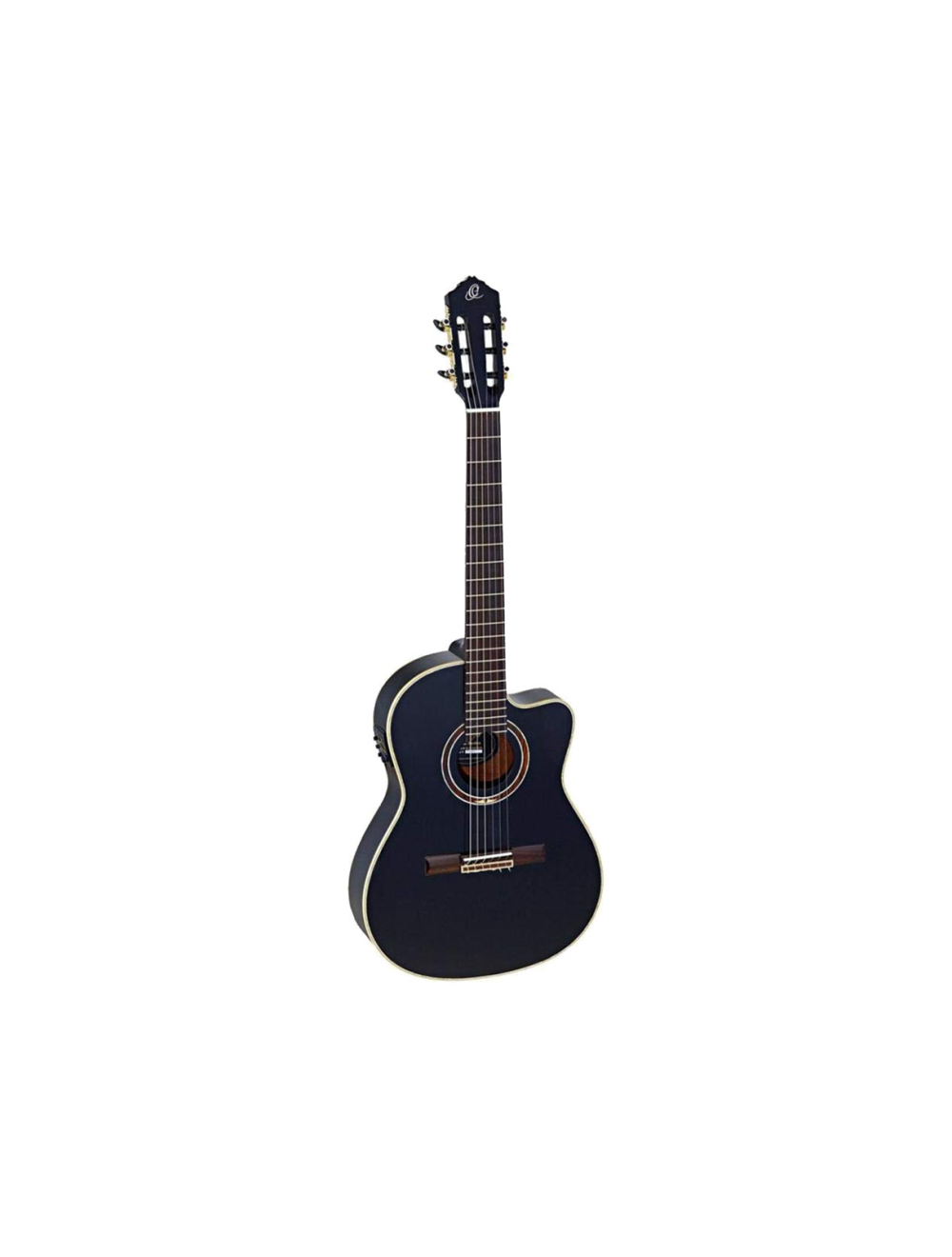 Ortega Guitars RCE138-T4BK Feel Series Slim Neck AE TL Nylon w/ Bag, Black
