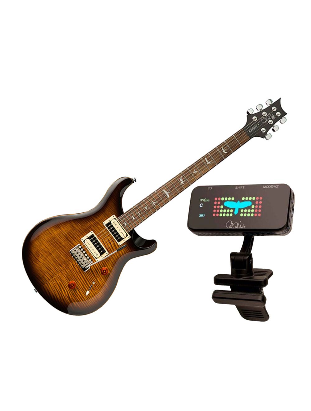 PRS SE Custom 24 Black Gold Sunburst PRS Clip On Tuner
