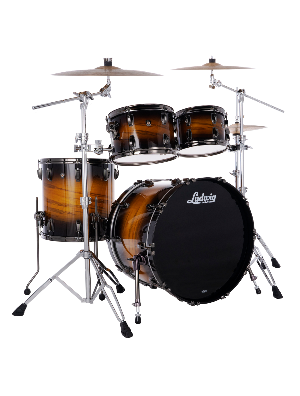 Ludwig Ambrosia Maple Exotic Studio 4-Pc Shell Pack - Black Gold Burst