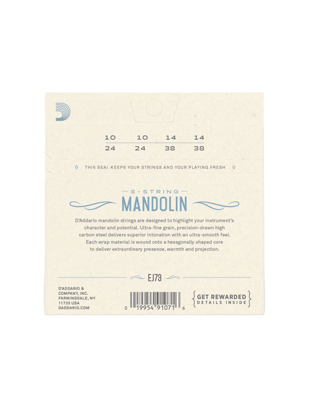 D'Addario EJ73 Phosphor Bronze Light Mandolin Strings - 10-38 Gauge - Open Box