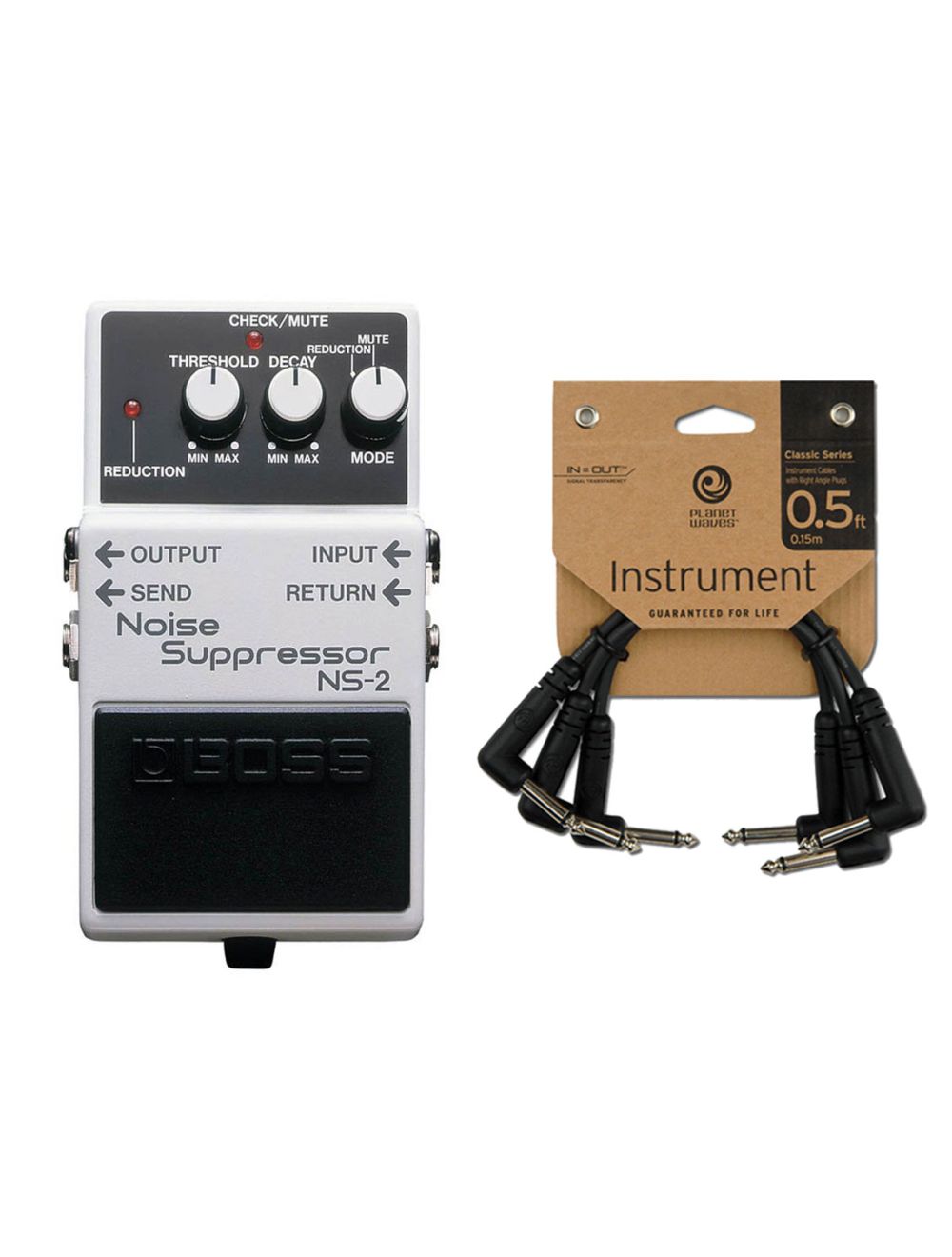 Boss NS-2 Noise Suppressor + Patch Cables