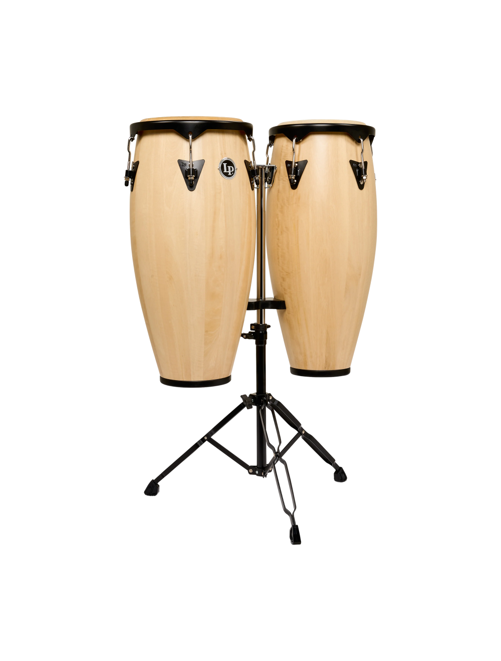 Latin Percussion 10"/11" City II Conga Set w/ Double Stand - Mango Natural Black
