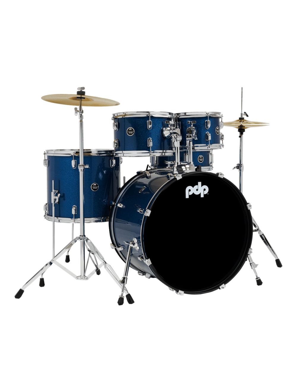 PDP Centerstage 5-Piece Drum Kit with Hardware, Cymbals & Throne - Royal Blue Sparkle