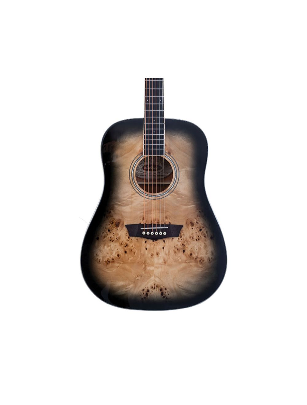 Washburn Deep Forest Burl Dreanought A/E Guitar - Black Fade - Open Box