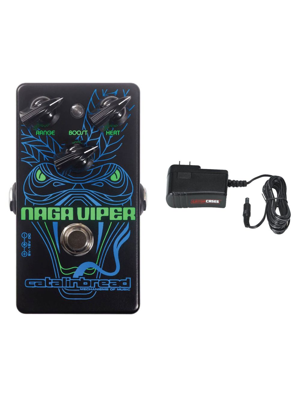 Catalinbread Naga Viper Treble Boost Pedal + Gator 9V Power Supply Combo