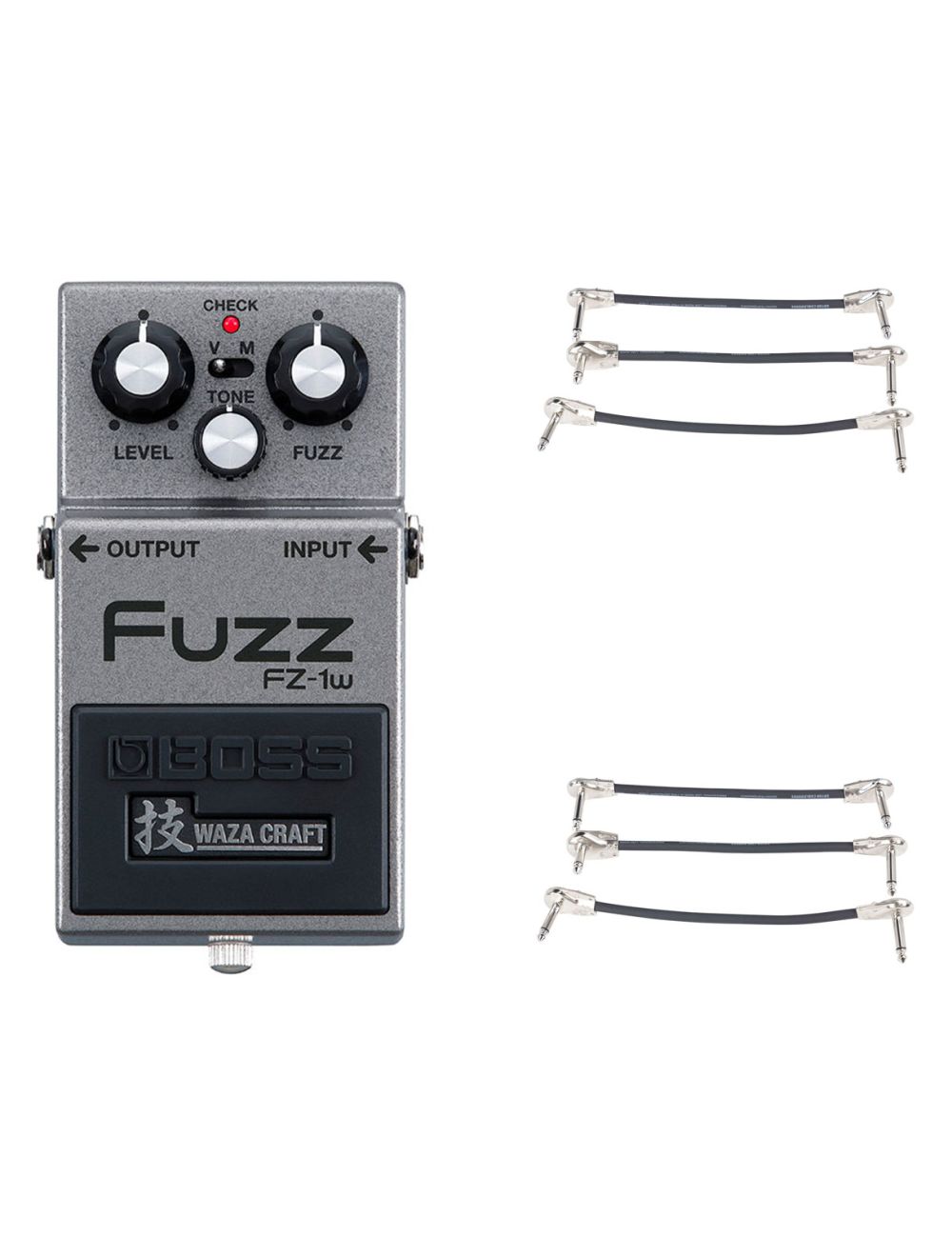 Boss WAZA Fuzz Pedal FZ-1W + 2x Gator Patch Cable 3 Pack