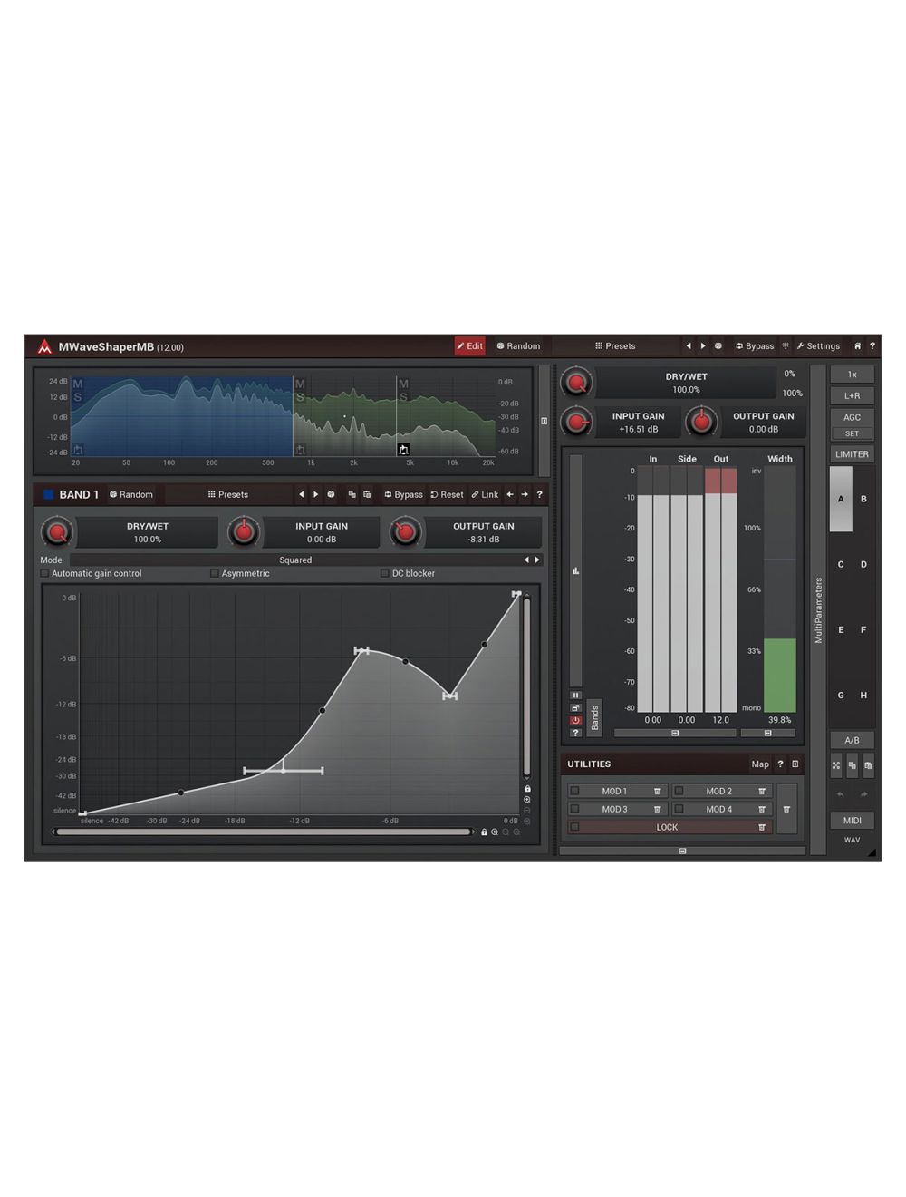 Melda MWaveShaperMB Draw Your Own Shapes, Process 6 Bands