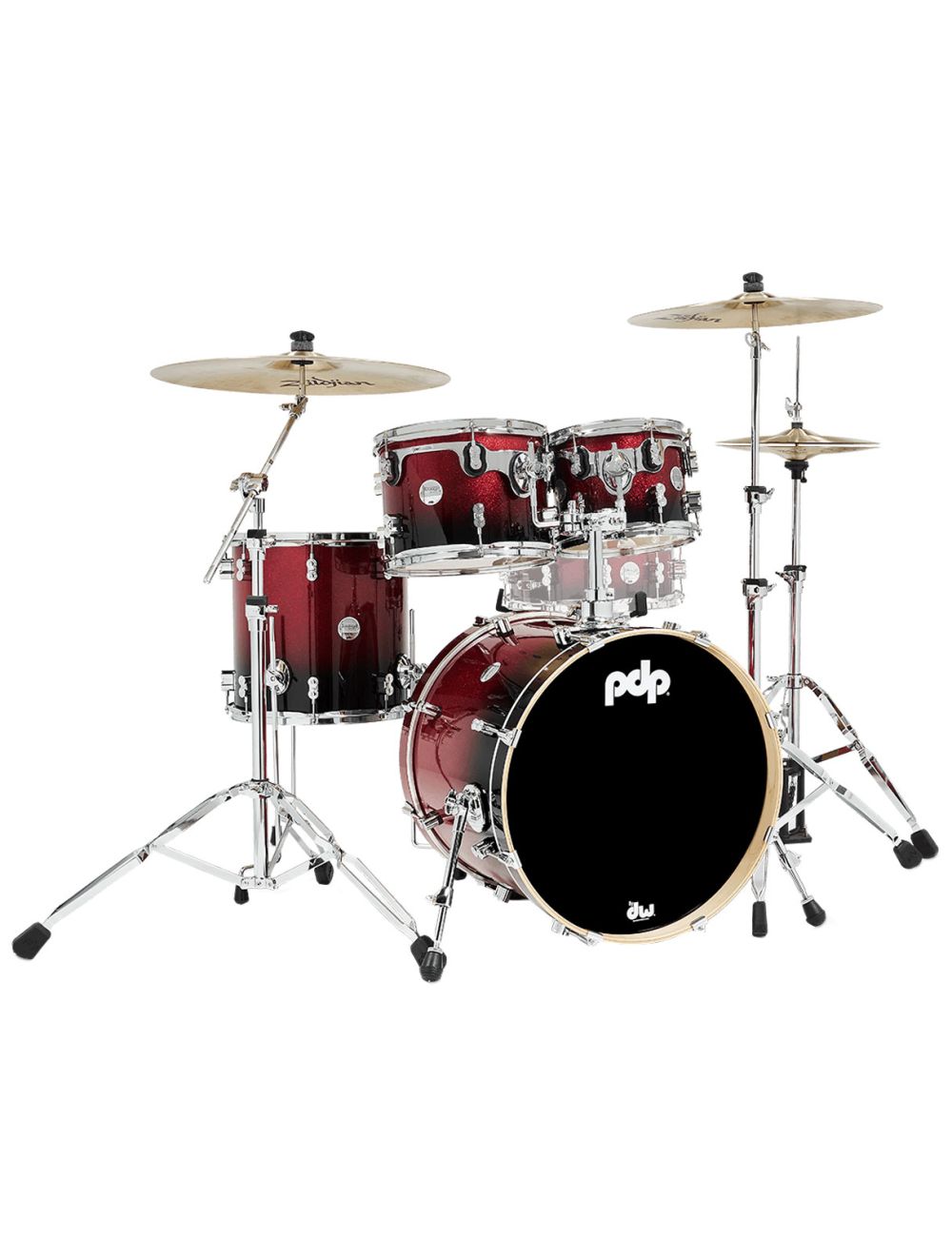 PDP Concept Maple 4-Piece Fusion Shell Pack - Red to Black Fade