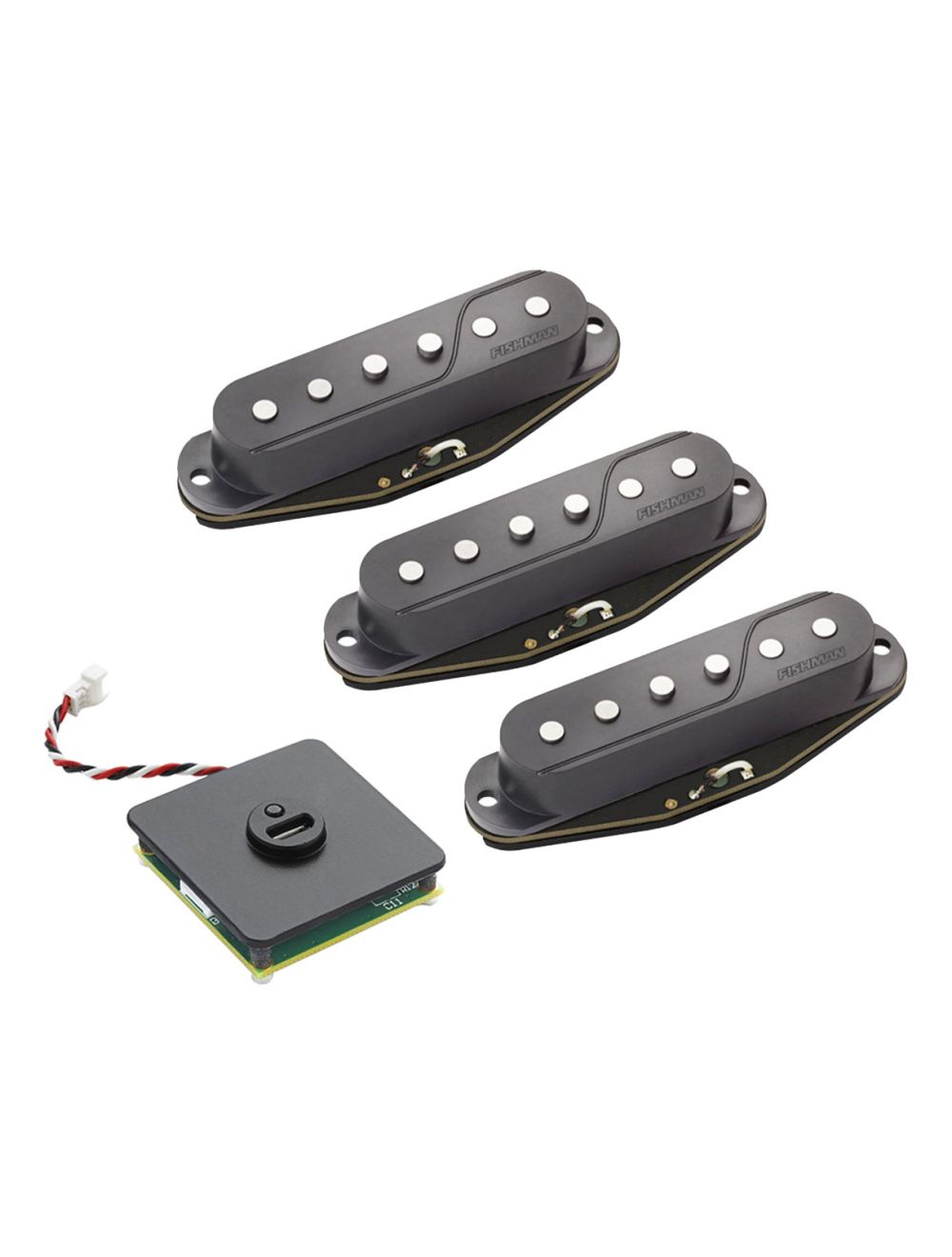 Fishman Fluence Loaded Pickguard 3 Strat Pickups BLK PRF-STR-BPG + Rechargeable Battery Pack